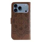 For iPhone 17 Pro Sun Mandala Embossing Leather Phone Case(Brown) - 3
