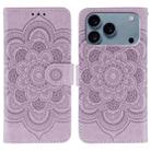 For iPhone 17 Pro Sun Mandala Embossing Leather Phone Case(Purple) - 1