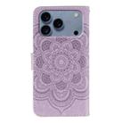 For iPhone 17 Pro Sun Mandala Embossing Leather Phone Case(Purple) - 3