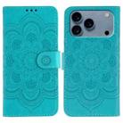 For iPhone 17 Pro Sun Mandala Embossing Leather Phone Case(Blue) - 1