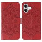 For iPhone 17 Sun Mandala Embossing Leather Phone Case(Red) - 1
