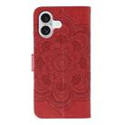 For iPhone 17 Sun Mandala Embossing Leather Phone Case(Red) - 3