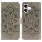 For iPhone 17 Sun Mandala Embossing Leather Phone Case(Grey) - 1