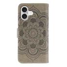 For iPhone 17 Sun Mandala Embossing Leather Phone Case(Grey) - 3