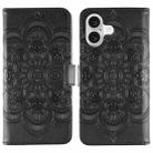 For iPhone 17 Sun Mandala Embossing Leather Phone Case(Black) - 1