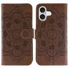 For iPhone 17 Sun Mandala Embossing Leather Phone Case(Brown) - 1