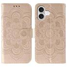 For iPhone 17 Sun Mandala Embossing Leather Phone Case(Rose Gold) - 1