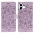 For iPhone 17 Sun Mandala Embossing Leather Phone Case(Purple) - 1