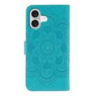 For iPhone 17 Sun Mandala Embossing Leather Phone Case(Blue) - 3