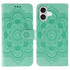 For iPhone 17 Sun Mandala Embossing Leather Phone Case(Green) - 1