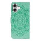 For iPhone 17 Sun Mandala Embossing Leather Phone Case(Green) - 3