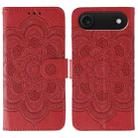 For iPhone 17 Air Sun Mandala Embossing Leather Phone Case(Red) - 1