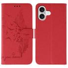 For iPhone 17 Feather Pattern Litchi Texture Leather Phone Case(Red) - 1
