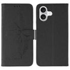 For iPhone 17 Feather Pattern Litchi Texture Leather Phone Case(Black) - 1