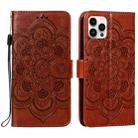 For iPhone 15 Pro Max Mandala Embossing Pattern Horizontal Flip Leather Phone Case(Brown) - 1