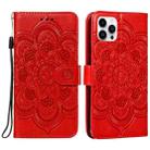 For iPhone 15 Pro Mandala Embossing Pattern Horizontal Flip Leather Phone Case(Red) - 1