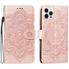 For iPhone 15 Pro Mandala Embossing Pattern Horizontal Flip Leather Phone Case(Rose Gold) - 1