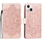 For iPhone 15 Plus Mandala Embossing Pattern Horizontal Flip Leather Phone Case(Rose Gold) - 1