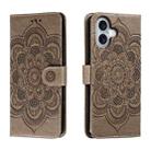 For iPhone 16 Mandala Embossing Pattern Horizontal Flip Leather Phone Case(Gray) - 1