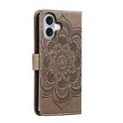 For iPhone 16 Mandala Embossing Pattern Horizontal Flip Leather Phone Case(Gray) - 3