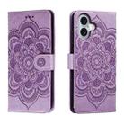 For iPhone 16 Mandala Embossing Pattern Horizontal Flip Leather Phone Case(Purple) - 1