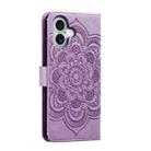 For iPhone 16 Mandala Embossing Pattern Horizontal Flip Leather Phone Case(Purple) - 3