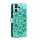 For iPhone 16 Mandala Embossing Pattern Horizontal Flip Leather Phone Case(Green) - 3