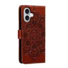 For iPhone 16 Mandala Embossing Pattern Horizontal Flip Leather Phone Case(Brown) - 3