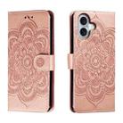 For iPhone 16 Mandala Embossing Pattern Horizontal Flip Leather Phone Case(Rose Gold) - 1