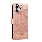 For iPhone 16 Mandala Embossing Pattern Horizontal Flip Leather Phone Case(Rose Gold) - 3