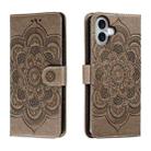 For iPhone 16 Plus Mandala Embossing Pattern Horizontal Flip Leather Phone Case(Gray) - 1