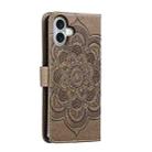 For iPhone 16 Plus Mandala Embossing Pattern Horizontal Flip Leather Phone Case(Gray) - 3