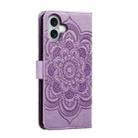 For iPhone 16 Plus Mandala Embossing Pattern Horizontal Flip Leather Phone Case(Purple) - 3