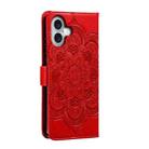 For iPhone 16 Plus Mandala Embossing Pattern Horizontal Flip Leather Phone Case(Red) - 3