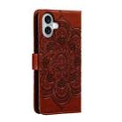 For iPhone 16 Plus Mandala Embossing Pattern Horizontal Flip Leather Phone Case(Brown) - 3