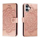 For iPhone 16 Plus Mandala Embossing Pattern Horizontal Flip Leather Phone Case(Rose Gold) - 1