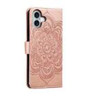 For iPhone 16 Plus Mandala Embossing Pattern Horizontal Flip Leather Phone Case(Rose Gold) - 3