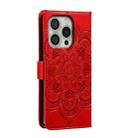 For iPhone 16 Pro Mandala Embossing Pattern Horizontal Flip Leather Phone Case(Red) - 3