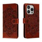 For iPhone 16 Pro Mandala Embossing Pattern Horizontal Flip Leather Phone Case(Brown) - 1