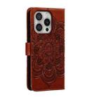 For iPhone 16 Pro Mandala Embossing Pattern Horizontal Flip Leather Phone Case(Brown) - 3