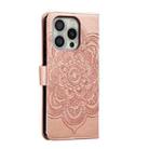 For iPhone 16 Pro Mandala Embossing Pattern Horizontal Flip Leather Phone Case(Rose Gold) - 3