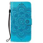 For iPhone 16 Pro Max Mandala Embossing Pattern Horizontal Flip Leather Phone Case(Blue) - 2