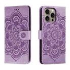 For iPhone 16 Pro Max Mandala Embossing Pattern Horizontal Flip Leather Phone Case(Purple) - 1