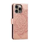 For iPhone 16 Pro Max Mandala Embossing Pattern Horizontal Flip Leather Phone Case(Rose Gold) - 3