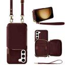 For Samsung Galaxy S23 5G Multifunctional Zipper Wallet RFID Phone Leather Case(Wine Red) - 1