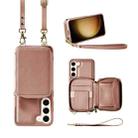 For Samsung Galaxy S23 5G Multifunctional Zipper Wallet RFID Phone Leather Case(Rose Gold) - 1