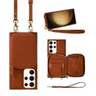 For Samsung Galaxy S23 Ultra 5G Multifunctional Zipper Wallet RFID Phone Leather Case(Brown) - 1