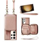 For Samsung Galaxy S23 Ultra 5G Multifunctional Zipper Wallet RFID Phone Leather Case(Rose Gold) - 1