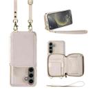 For Samsung Galaxy S24+ 5G Multifunctional Zipper Wallet RFID Phone Leather Case(White) - 1