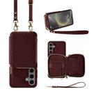 For Samsung Galaxy S24+ 5G Multifunctional Zipper Wallet RFID Phone Leather Case(Wine Red) - 1